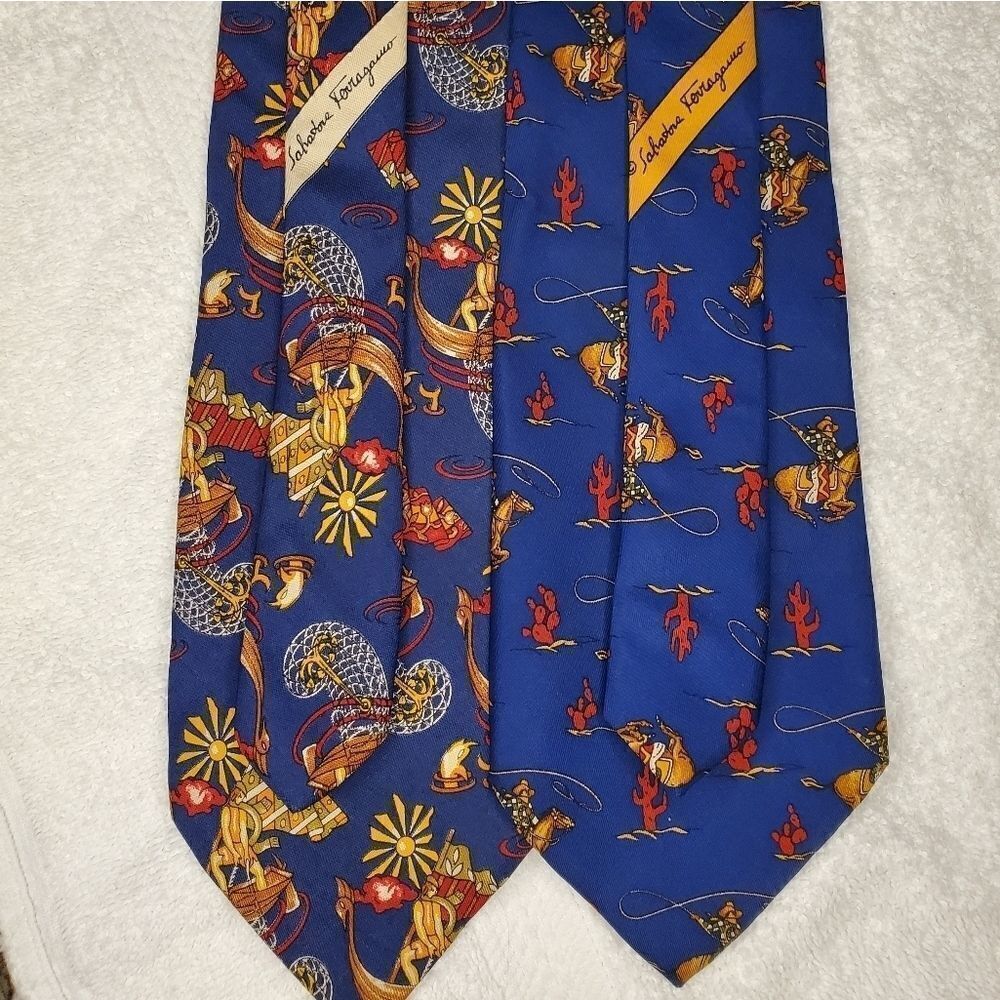 2 Salvatore Ferragamo ties made in Italy 100%silk - Picture 2 of 11